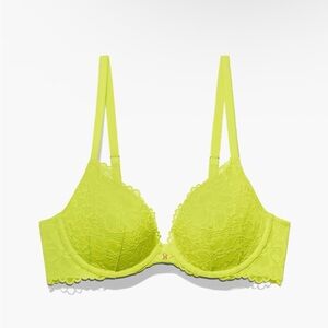 Savage X Fenty Neon Green Size 38C Floral Lace Push Up Bra